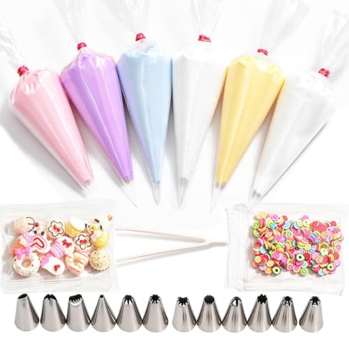 Decoden Cream Glue Clay Set with 12 Piping Tips DIY Phone Case Art Crafts