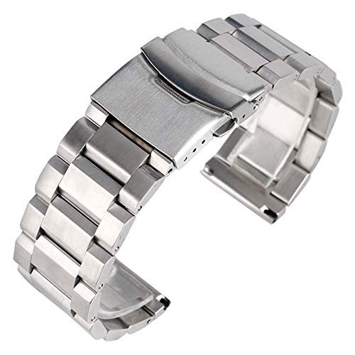 Correa de Reloj, Correas de Reloj de Acero Inoxidable, Hebilla Plegable Plateada de 18/20/22/24mm, repuestos de Correas de Reloj de Metal