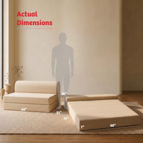 Image of Kurlon Sofa Cum Bed | 3 Seater 75x60x7 Inch - Folds into a Queen Bed | 3-in-1 Sofa, Lounger & Bed | Foldable Sofa Bed | High Resilience Foam Medium Firm | Washable Zip Cover | 3 Years Warranty