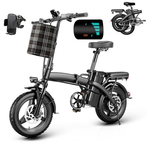 14" Folding Electric Bike, Max Range 35 Miles Pedal-Assist |