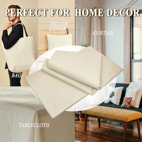 Premium Natural Cotton Muslin Fabric 63" x 2 Yards - Lightweight, Unbleached Needlework and Crafting Material for Sewing, Embroidery, and Home Décor 4 Premium Natural Cotton Muslin Fabric 63" x 2 Yards - Lightweight, Unbleached Needlework and Crafting Material for Sewing, Embroidery, and Home Décor - Image 3