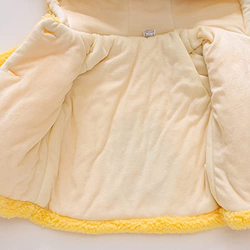 Kids Girls Fleece Hooded Jacket Long Sleeve Thick Fluff Button Bunny Ear Coat Winter Windproof Top with Pocket2