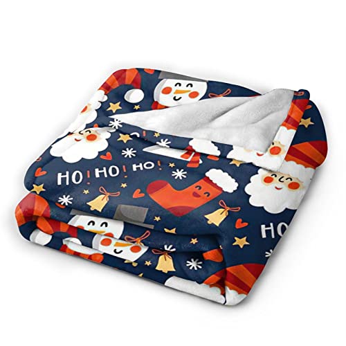 Christmas Blanket Soft Cozy Christmas Stocking Snowman Santa Claus Throw Blanket Warm Holiday Xmas Fuzzy Fleece Blanket For Kids Women Bed Living Room 80"X60" #TOP3
