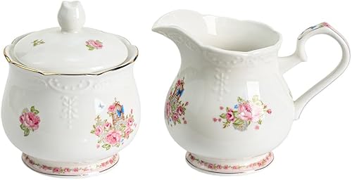 123Arts Juego de cerámica de azúcar y crema, juego para servir café, jarra de crema, azucarero