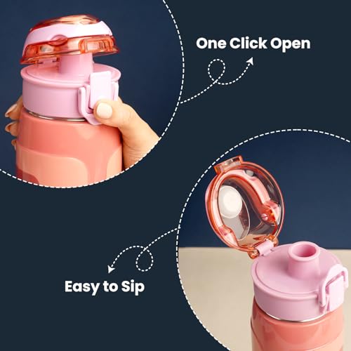 Image of Nayasa Turbo Water Bottle 730ml | BPA Free Plastic | Leak Proof Push Button Cap | School, Office Use | Pink
