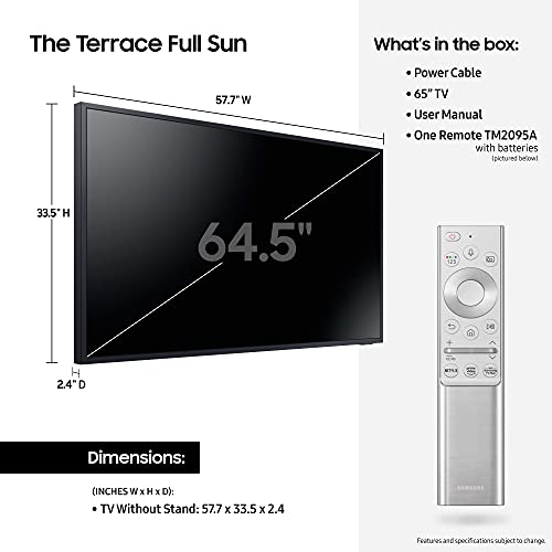 Image of SAMSUNG 65-Inch Class QLED 4K The Terrace Full Sun Outdoor, Direct Full Array 16x, Weather Resistant, Wide Viewing Angle, Anti-Glare Smart TV w / Alexa Built-In (QN65LST9TAFXZA, Model)