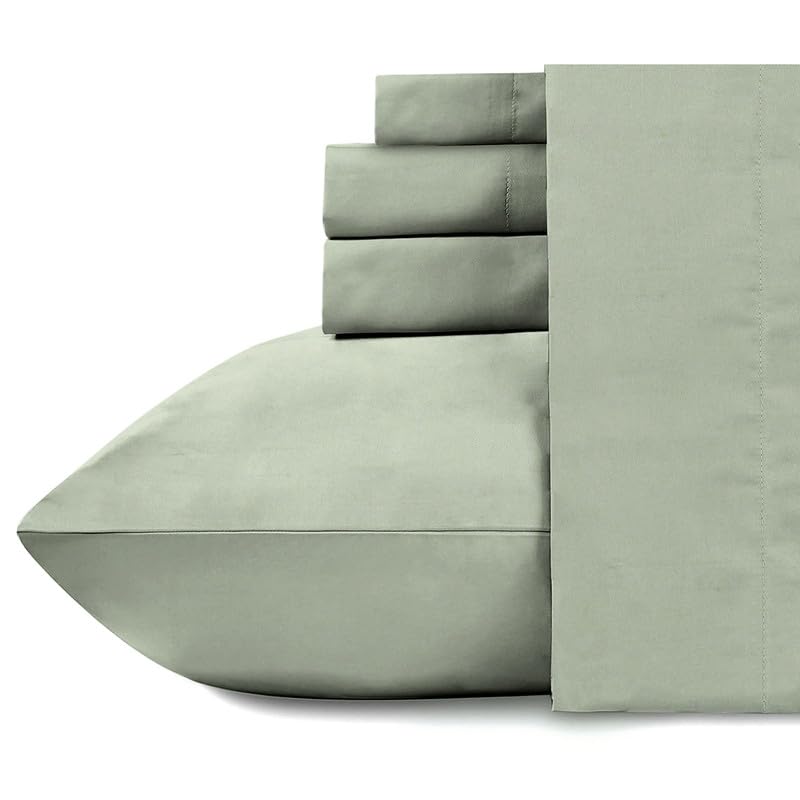 Image of Naksh Elastic Fitted Bedsheets King Size 78 x 72 Inch, 210 TC Plain Pure Cotton, Silver | 1 King Size Bedsheet with Elastic Fitted and 2 Pillow Covers