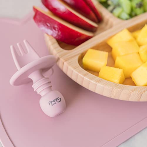 Freso Baby Kit Colher E Garfo Alimentação Bebê Silicone Livre Bpa Atóxico Antibacteriano Introdução