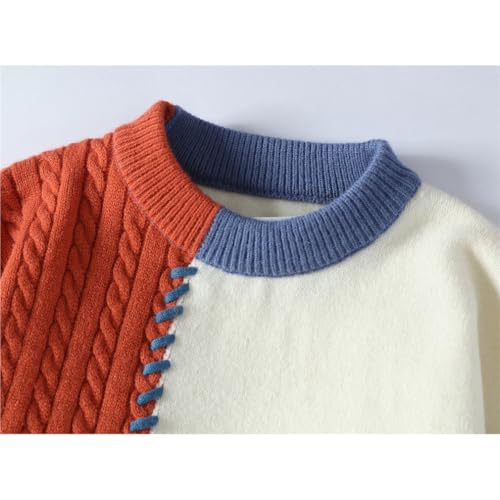 Men Patchwork Knit Pullovers Casual Stand Neck Long Vintage Sleeves Sweater3