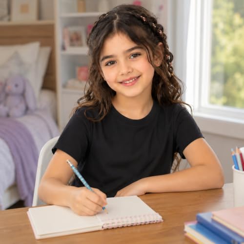Image of Kids Round Neck Girls Tshirt | Short Sleeves | Natural Organic 100% Cotton Soft Comfortable Fabric | Plain Color Original Branded Half Sleeve | School t-Shirt for Girl Kid | Sleepwear Everyday Casual