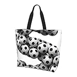 Bolsa de compras reutilizable con diseño de perro blanco, bolsa de regalo lavable y plegable para viajes, playa, Fútbol-font-lette, Talla única