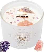 Aquarius, Gemini, Libra Gifts for Women - 340g Wood Wick Candles That Crackle with Crystals and Healing Stones. Healing Crystal Candles for Women Home Scented. Soy Wax, for Zodiac Birthdate