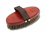 Estable, deluxe AMKA Cepillo de caballo Deluxe con parte trasera de madera natural