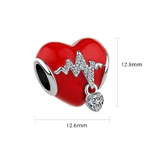 Abalorio de corazón que no se oscurece compatible con pulseras de marca 3