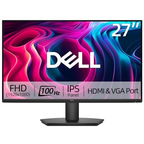 Image of Dell 27 inch Monitor, FHD (1920 x 1080), 100Hz, IPS Panel, AMD FreeSync, 5ms, VESA, Low Blue Light, Flicker Free, Anti-Glare, HDMI & VGA, Comfortview Plus, Ultra-Thin bezels, Tilt Adjustment, Black