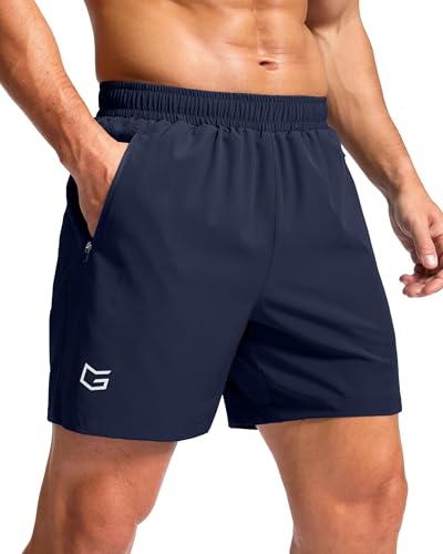Image of G Gradual Men's Athletic Running Shorts with Zipper Pockets Quick Dry 7 inch / 5 inch / 9 inch Workout Gym Shorts for Basketball Hiking
