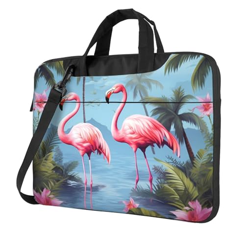 Maletín tropical flamenco para laptop unisex 13 pulgadas miniatura 1