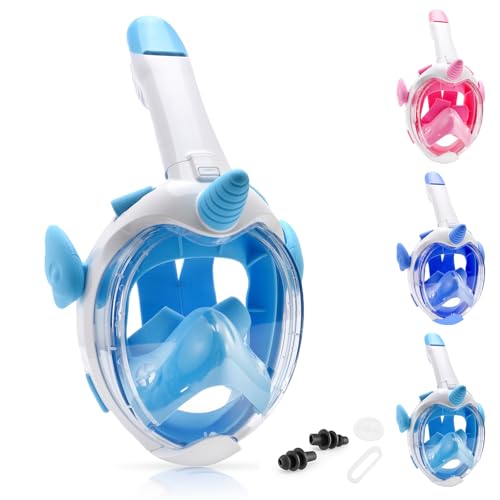Máscara de snorkel infantil anti-niebla con sistema panorámico de 180 grados