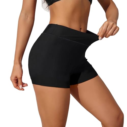 BIOECEUA Gym Shorts for Women, 3" High Waisted Tummy Control Booty Short, Stretch Slim Fit Short for Yoga Workout Dance Biker Black