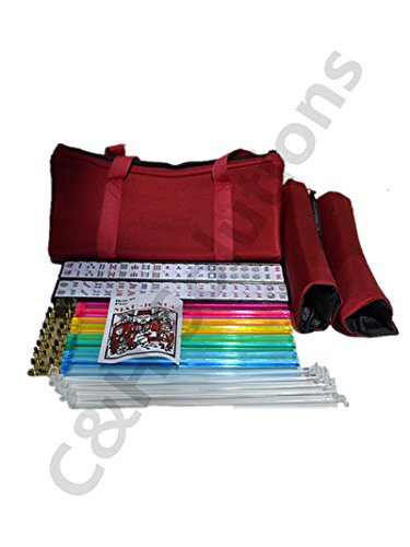 American Style Mah Jong con 166 fichas y estuche burdeos miniatura 1