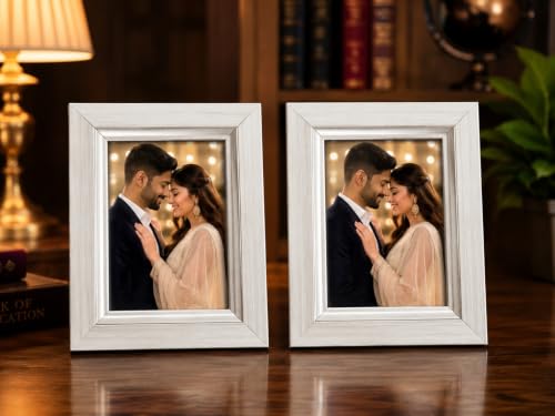 Image of 4x6 Inch Photo Frame Set of 2 - Acrylic Front Table Top Photo Frames with Stand, Dual Orientation Portrait & Landscape Display for Home Office Decor (cream)