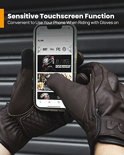 Ilm Leather Motorcycle Gloves For Men And Women Touchscreen Hard Knuckle Full Finger Racing Riding Motocross Scooter Street Bike Atv Gloves Model Ad02(Brown, Large) #TOP3