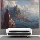 kaiyun Lungo la costa mediterranea, guerrieri valorosi Arazzi Estetica - Arazzo Da Parete Indie Decorazione Della Stanza Appeso A Parete, Arte Da Parete 70cmx100cm