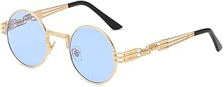 Fashion Retro Steampunk Round Metal Sunglasses for Men Women Double Spring Leg Colorful Eyewear Punk Glasses UV400