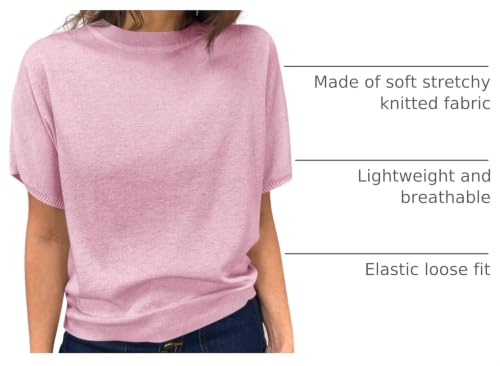 Image of Saodimallsu Women's Short Sleeve Crew Neck Knit Pullover Sweater | Casual Basic, Crew Neck, Loose Knit Pullover, Summer Lightweight