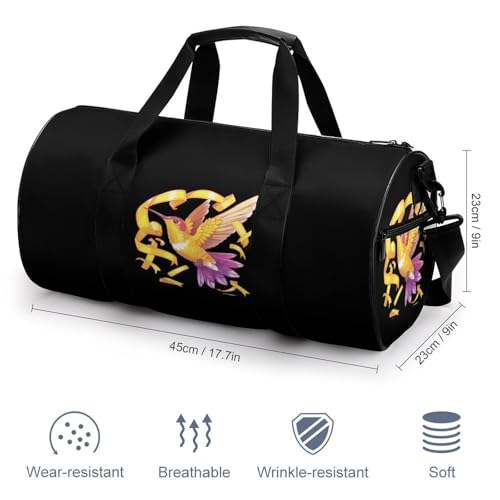 Hummingbird Ribbon Endometrial Cancer Awareness Gym Bag Lightweight Carry On Duffel Bag Athletic Sports Travel Bag Weekender Bag for Men Women2