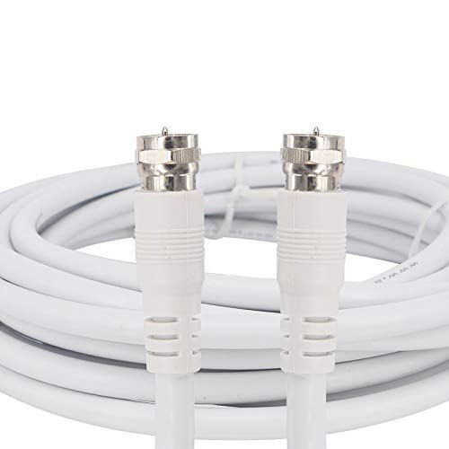 Kaunosta 6Ft(2M) White Coax Cable With 90 Degree F Type Adapter And T-Shape F Male To Dual Female Coax Adapter, Rg6 Shield Digital F-Pin-Coaxial Cable #TOP5