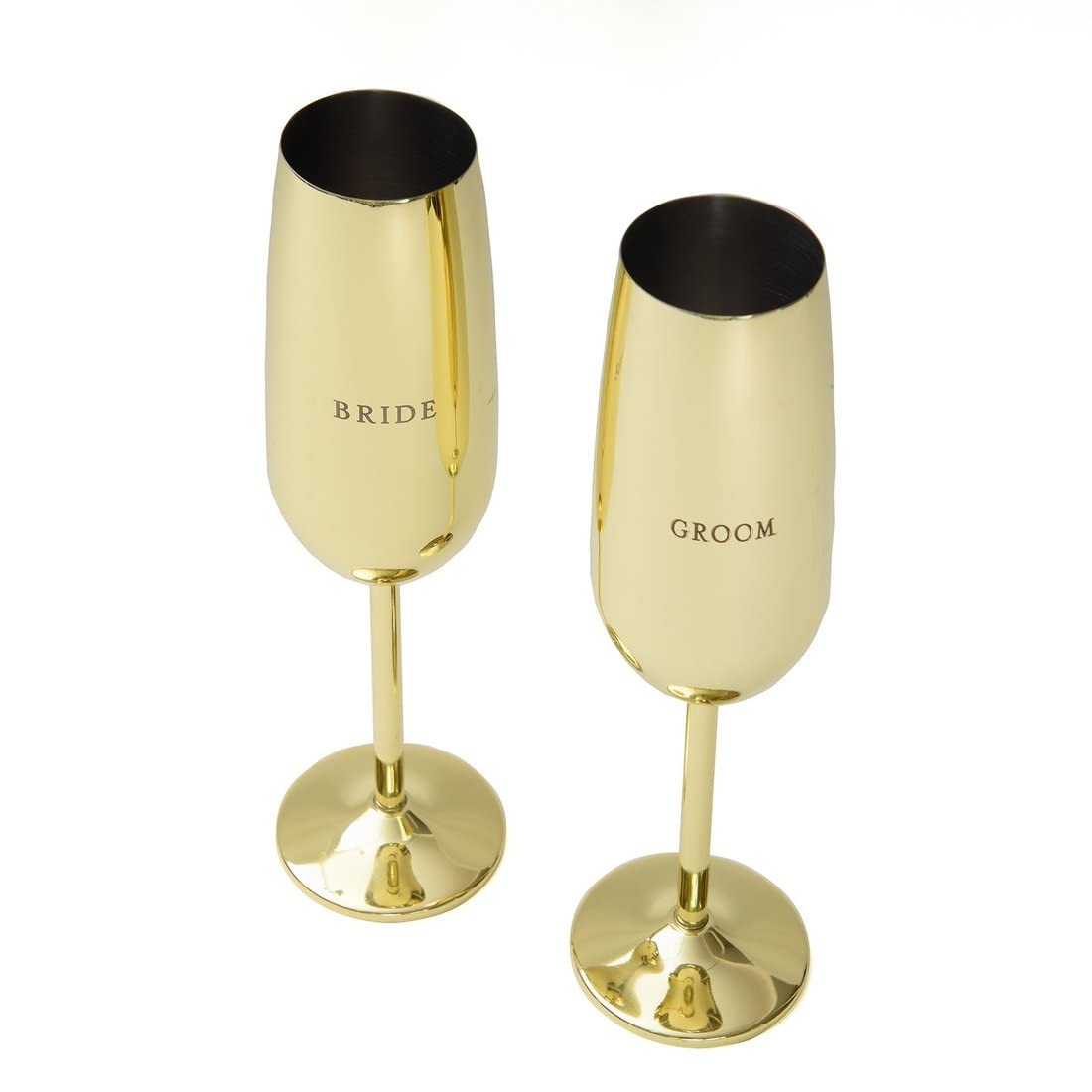Style Me Pretty Gartner Studios Bride and Groom Toasting Flutes, Gold, 2 Pieces, 11