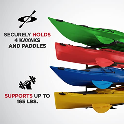 Raxgo Wall Kayak Storage Rack, Heavy Duty Wall Mounted Garage Kayak Storage Hooks For Kayaks, Sup, Canoe & Paddleboard, For Indoor, Outdoor, Garage, Adjustable Arms - Universal Design #TOP1