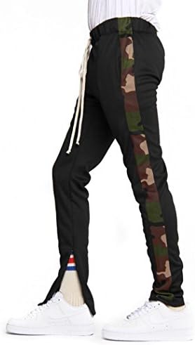 EPTM Men's Ankle Zip Long Drawstring Techno Graphic Contrast Track Pants