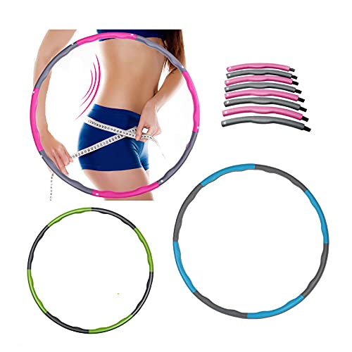 Dayplus Hula Cerceau Hoop pour adulte, Hoola - Amovible - Pour le fitness à la maison, le bureau - Rose + gris Cover