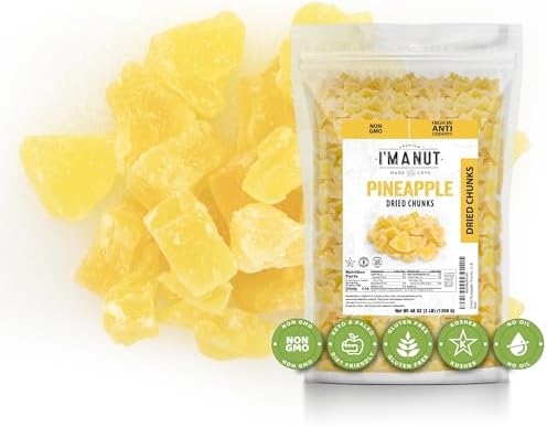 Premium Dried Pineapple Chunks 32oz | Non-GMO, Batch Tested Gluten & Peanut Free | Ethically Sourced for Guilt-Free Snacking | Fresh, Crispy & Sweetened for Delicious Flavor
