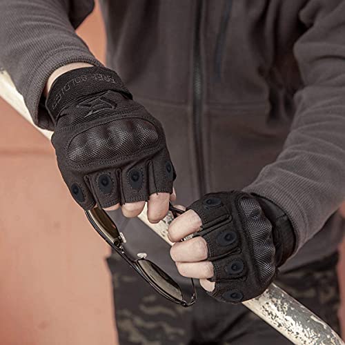 FREE SOLDIER Full Finger Outdoor Sports Cycling Biker Gloves Motorcycle Gloves Fingerless Glove for Hiking Climbing Cross Country Working Men's Gloves(XL,Black Fingerless) - Image 8