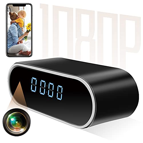 Hidden Camera Clock, HD 1080P WiFi Hidden Spy Alarm Clock Camera with Night Vision/Motion Detection/Loop Recording, Wireless Security Nanny Cam for Home and Office-Support iOS/Android No Audio