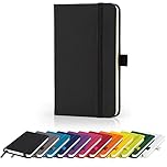 Savvy Bee Premium A6 Notebook New Lined Pocket Hardback Small Journal with pen loop, elastic closure and ribbon marker, Notepad Note Book Notes Pad (Black)