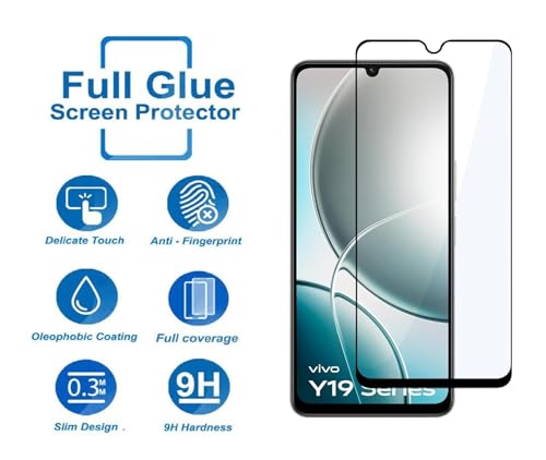 Image of HD Tempered Glass Screen Protector Compatible for Vivo Y19E 5G with Edge to Edge coverage and Easy Installation kit