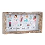 FESTWIND Merry Christmas Nutcracker Sign, Wooden Indoor Christmas Decor for Table, Desk, Shelf, Mantel, Office - Rustic Farmhouse Tiered Tray Decorations