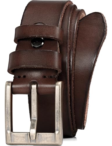 WOLFANT Full Grain Leather Casual Work Belts for Men,100% Italian Real Solid Leather