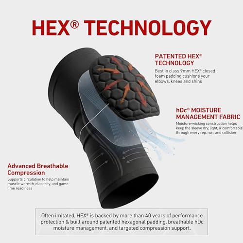 Image of Knee Compression Sleeves: McDavid Hex Knee Pads Compression Leg Sleeve for Basketball, Volleyball, Weightlifting, and More - Pair of Sleeves