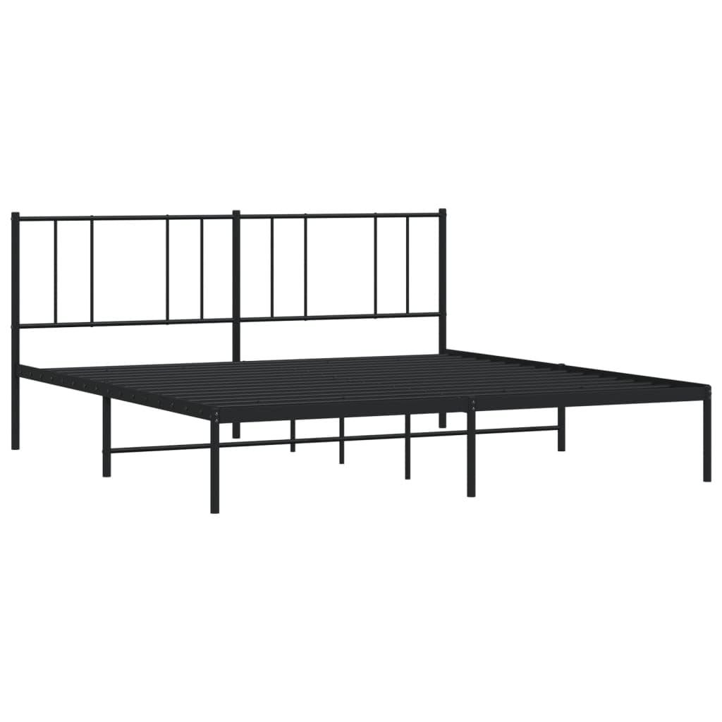 Telaio letto con testiera in metallo nero 180 x 200 cm Cornice da letto per soggiorno Struttura del letto dell'hotel Telaio per camera da letto Adatto per camera da letto