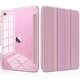 MEEgoodo for iPad Air 11 inch Case M4 2026/M3 2025/M2 2024, Case for iPad Air 5th/4th Gen 2022/2020, Glitter Tablet Cover with Clear Acrylic+Pencil Holder+Auto Wake/Sleep,Pink Yellow Slim Lines