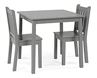 Humble Crew Kids Wooden Table and 2 Chairs Set, Grey - Square Kids Table and Chair Set for Toddlers and Children for Arts, Crafts, and Snack Time - Sturdy, Durable Toddler Activity Table