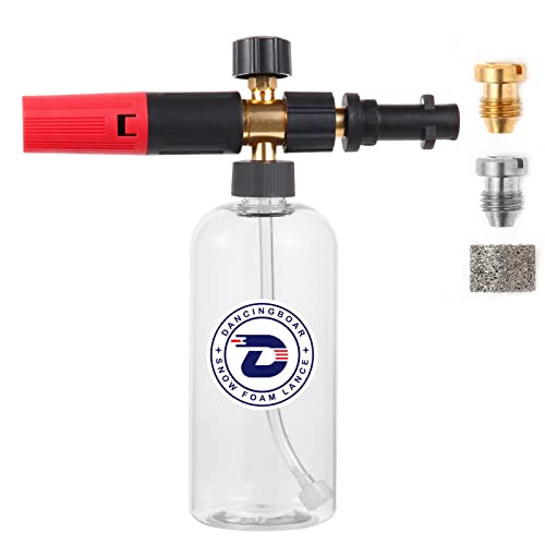 Verbesserte Schaumlanze Schaumkanone für Kärcher K-Serie K2 K3 K4 K5 K6 K7 Hochdruckreiniger, 1L Schneeschaumlanze mit Verstellbarer Schaumdüse für Autowäsche (Schwarz & Gelb)