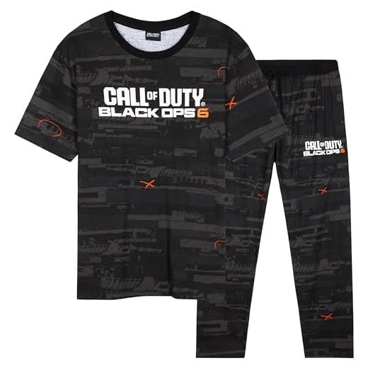 Call of Duty Pijama Hombre Algodon Cómodo Pijamas Divertidos Manga Corta Ropa de Dormir Negro Ops 6 Ideas Regalo Hombre (L, Negro)