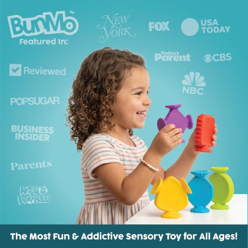 Image of Bunmo Toddler Bath Toys - Best Montessori Toys for Kids Ages 1 2 3 4 Year Old Boys & Girls Gifts, Best Sensory Toy for Babies 12 Months +, No Hole Bath Toy for Kids Ages 1-3 & 2-4 (Big Shapes 5 Pack)