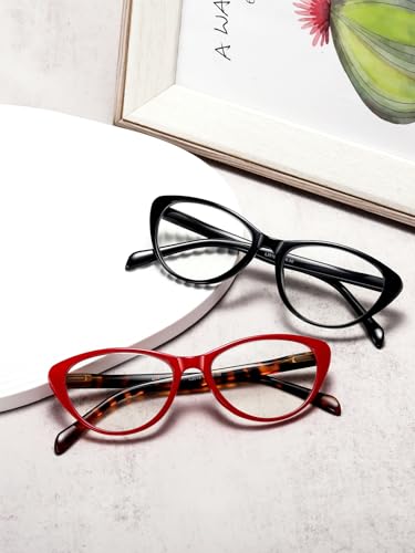 Image of 4 Pack Fashion Cat Eye Reading Glasses for Women, Computer Blue Light Blocking Readers Anti Glare Eyeglasses +2.0
